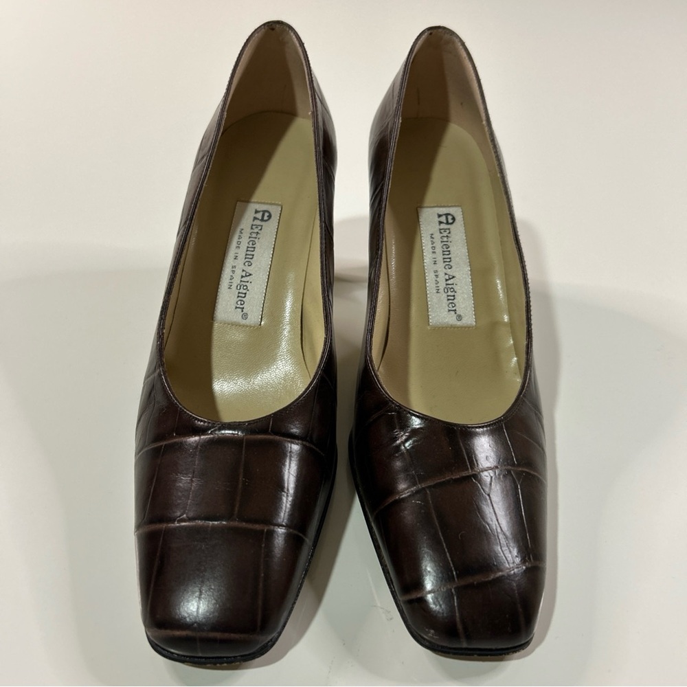 Etienne Aigner Faux Snakeskin Valencia 3 in Heels Shoes Women’s 9 Leather Scrape